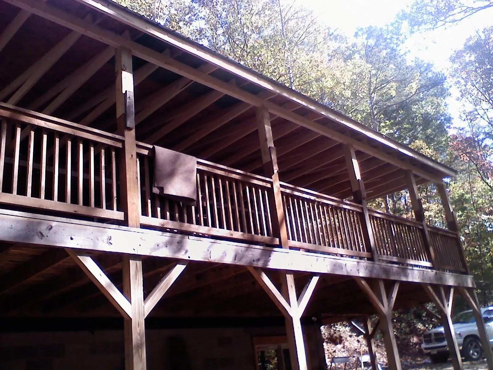 Timber framing under a new elevated porch and deck — Roof Leak Repair in Vacaville by Roofing Brothers